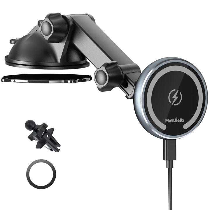MAGJIEYX Auto Handyhalterung für MagSafe Autohalterung Ladegerät mit Ladefunktion KfZ Magnet Saugnap