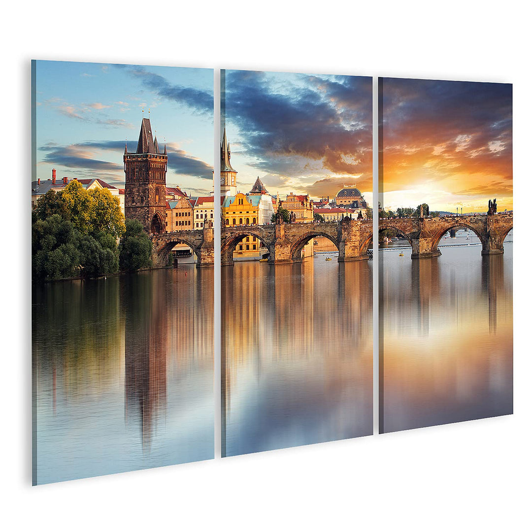 islandburner Bild auf Leinwand Prag Karlsbrücke Tschechische Republik Bilder Wandbilder Poster Leinw