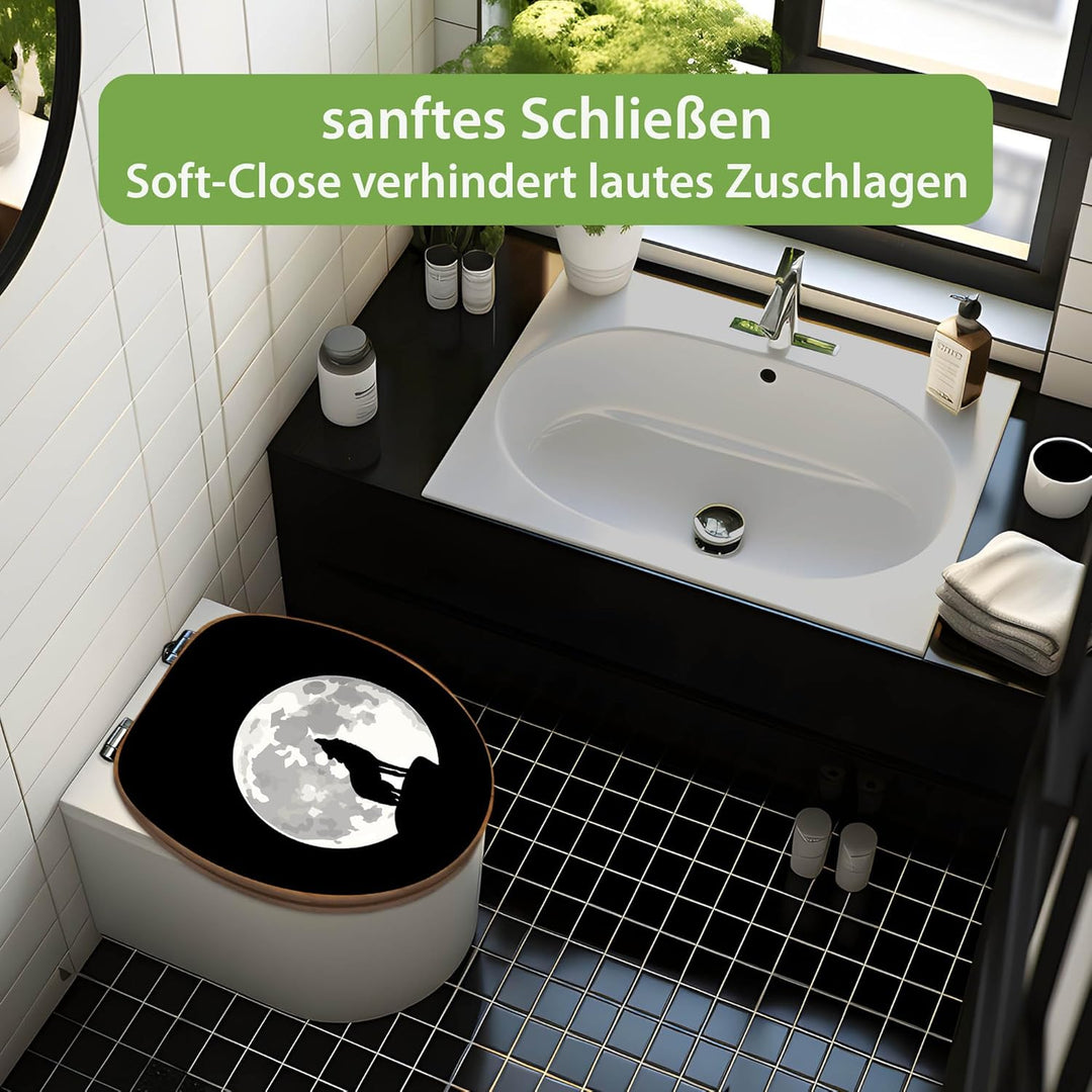 banjado Design WC Sitz Bambus Absenkautomatik 45,8x37,5cm - Toilettendeckel mit Absenkautomatik Holz