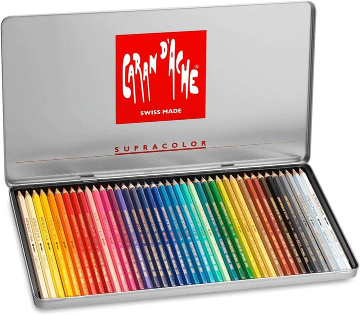 Caran d'Ache 3888.34 Supracolor Soft Pencils - Assorted Colours (Tin of 40), 1 Stück (40er Pack), 1