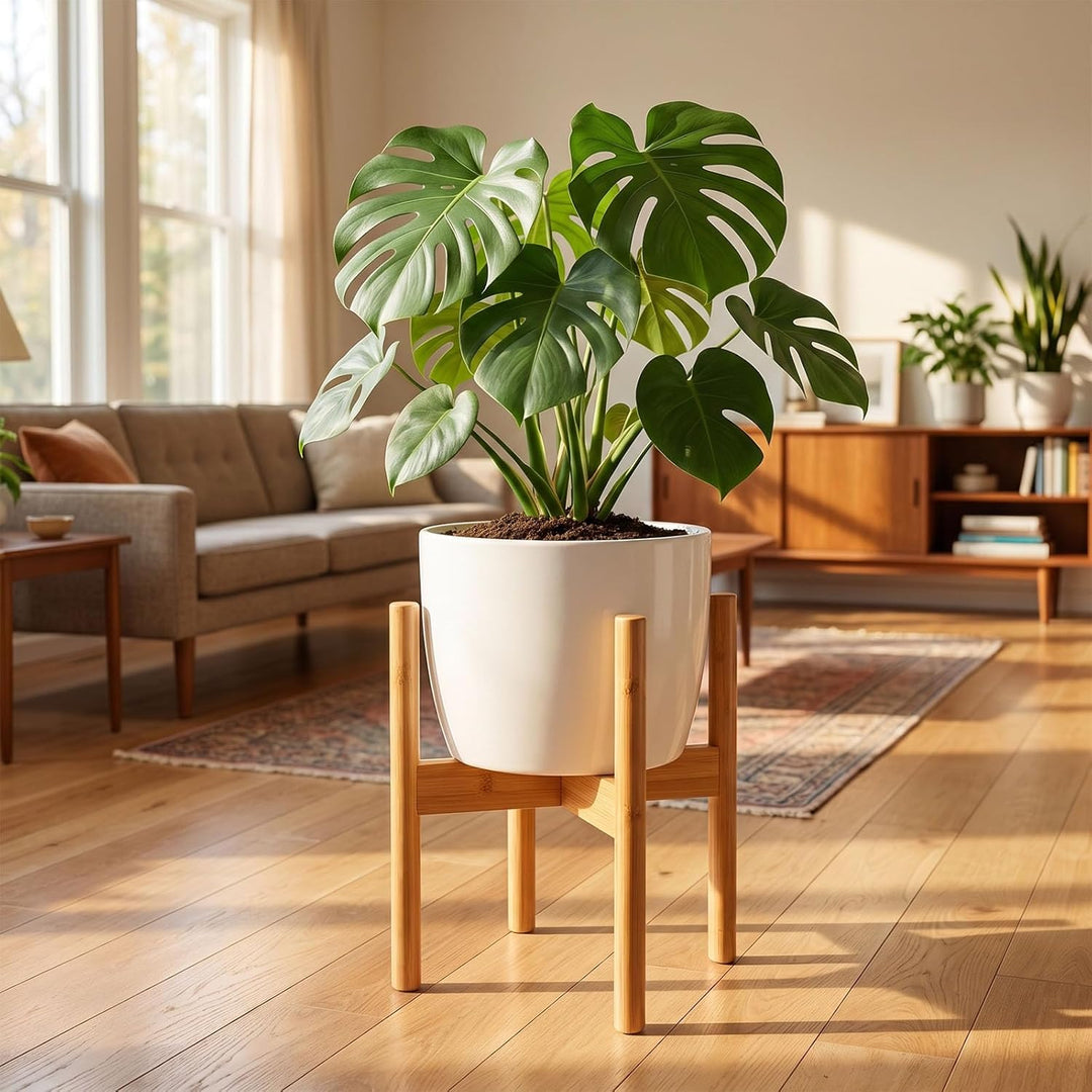Verstellbarer Blumenständer (Bis 31cm Breite) - Massiver Pflanzenhocker 35cm Hoch, Kreuz-Design Blum