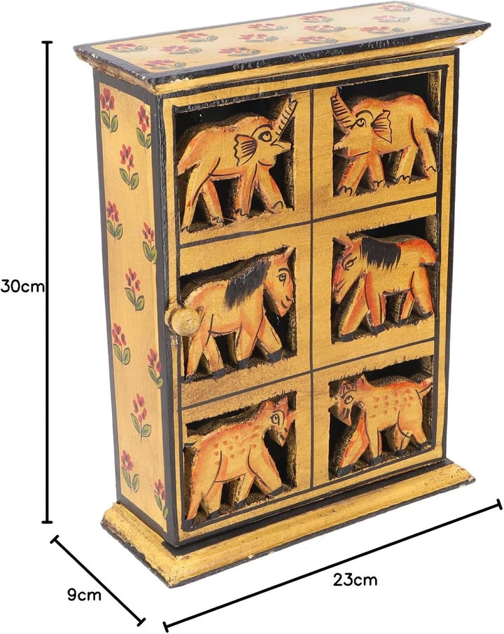 GURU SHOP Schlüsselkasten, Bemalte Schlüssel Ablage Box mit Tür - Muster 1, Mehrfarbig, 30x23x9 cm,