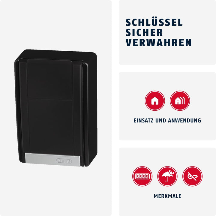 ABUS KeyGarage 767 - Schlüsselbox mit Bügel zur Wandmontage - mit Tastencode - für Schlüssel oder kl