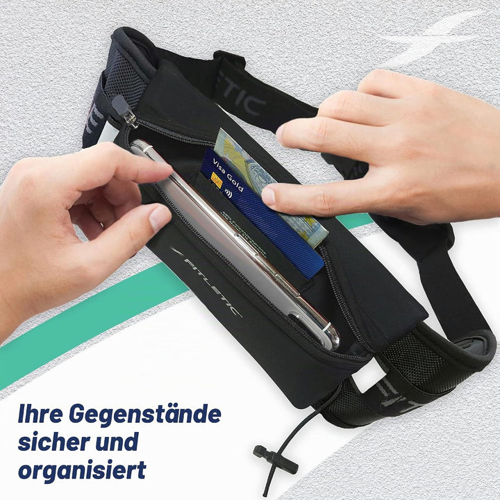 Fitletic Laufgürtel, Neopren, passend für iPhone 5, 4S, 4, 3GS und weitere Smartphones, Schwarz Schw