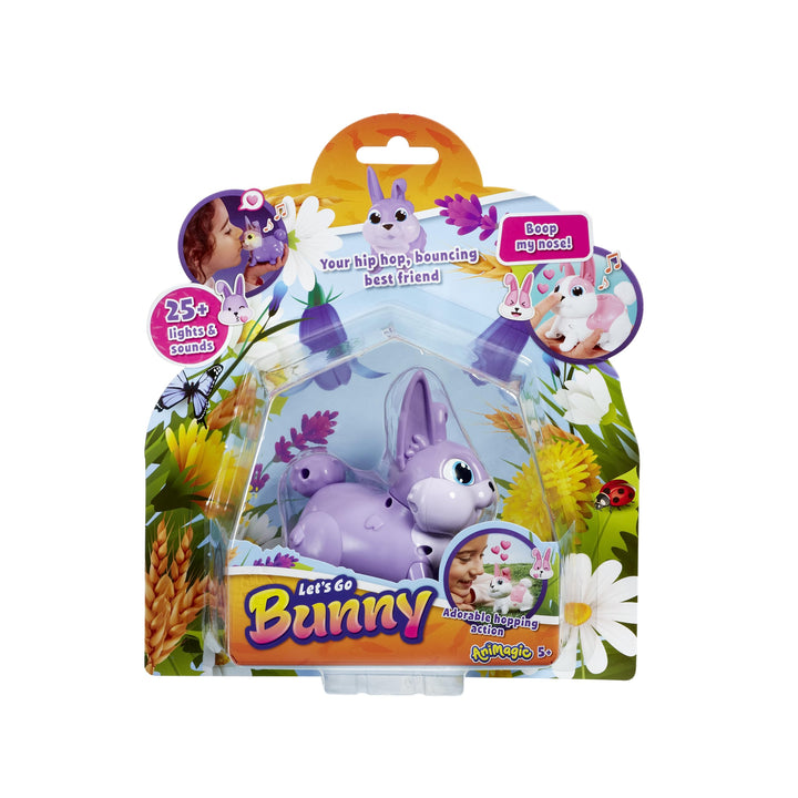 Animagic Let's Go Bunny Lila, Spielzeug für Kinder ab 5 Jahren, Interaktives Plüschkaninchen Lila -