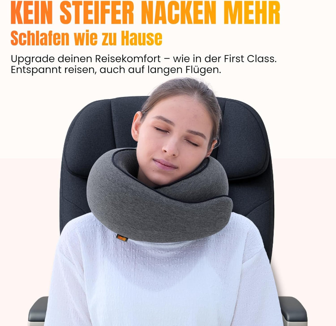 Nackenkissen Flugzeug, Reisekissen für Flugzeug, Auto - 100% Baumwolle & Memory-Schaum Nackenhörnche