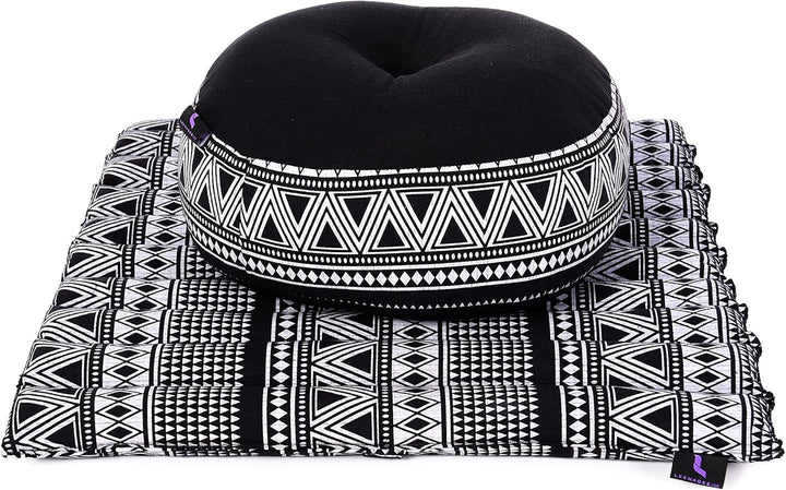 Leewadee Meditationsset Yogaset aus Meditationskissen Zafu und Kleiner rollbarer Sitzmatte Zabuton Ö
