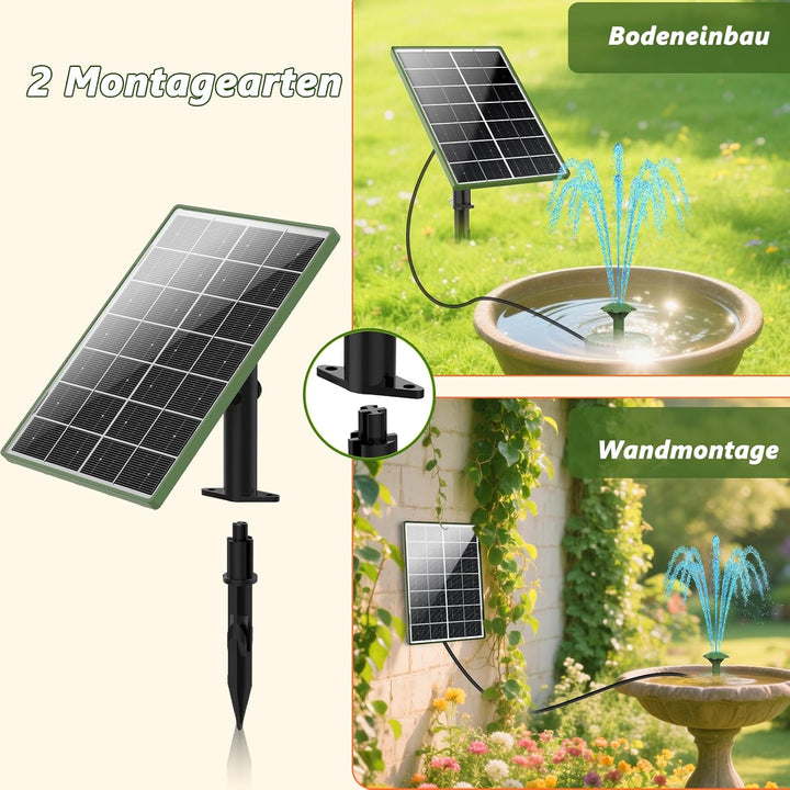AISITIN Solar Springbrunnen für Aussen, 4,5W Dunkelgrün Solar Fontäne Pumpe mit Verschiedene Sprüh E