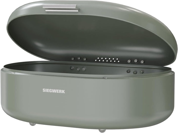 Design-Brotkasten PANEA - Korpus, Griff und Scharniere aus Metall - hochwertige Qualität - grün, Grü