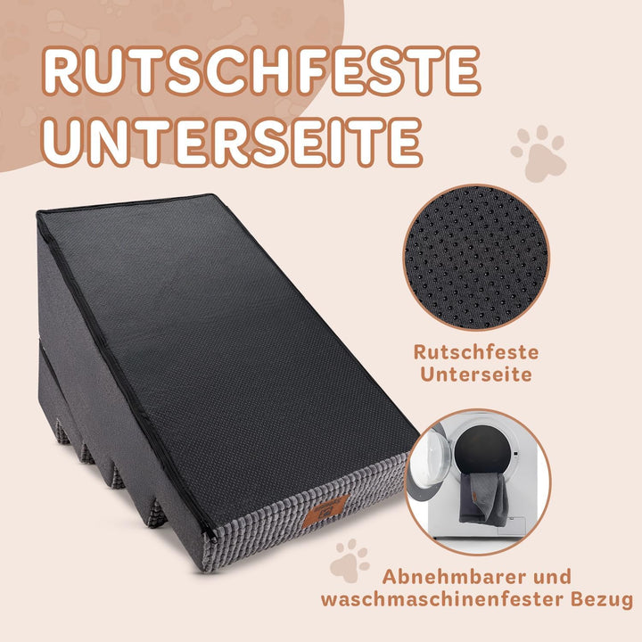 Sytopia Hundetreppe Grosse Hunde 5 Stufen Hoch, Hundetreppe für Bett 60cm, Haustiertreppe waschbar,