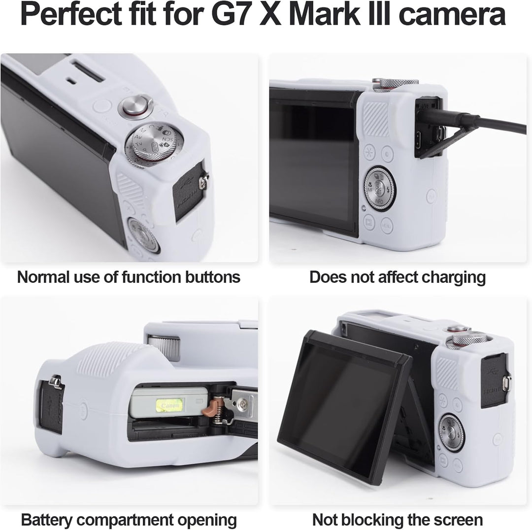 Rieibi Silikon-Schutzhülle für Canon G7X Mark III Hülle, G7X Mark III Zubehör mit 2 Stück Displaysch