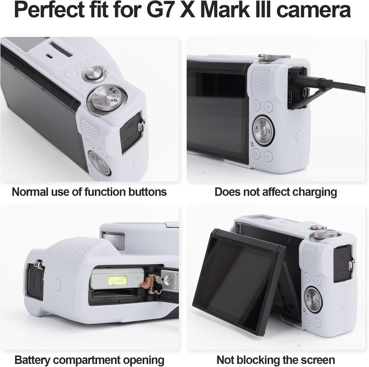 Rieibi Silikon-Schutzhülle für Canon G7X Mark III Hülle, G7X Mark III Zubehör mit 2 Stück Displaysch