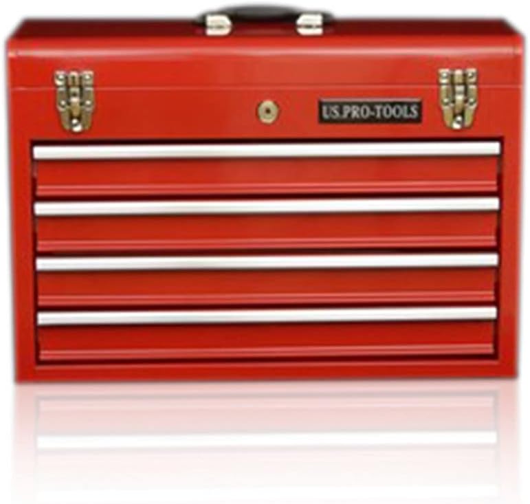ORIGINAL US PRO TOOLS TOOL BOX TOOL CABINET 4 DRAWER HAND HELD TOOL CHEST PORTABLE RED by us pro too