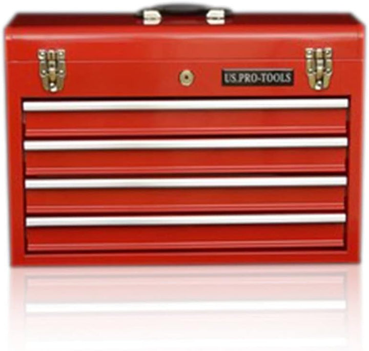 ORIGINAL US PRO TOOLS TOOL BOX TOOL CABINET 4 DRAWER HAND HELD TOOL CHEST PORTABLE RED by us pro too