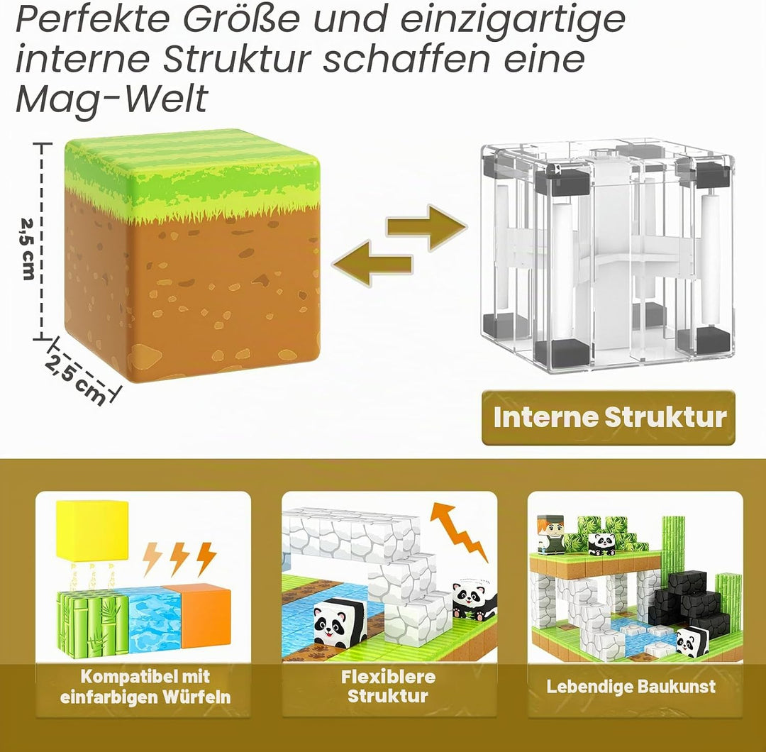 Magnetische Bausteine - Build Mine Magnete Welt Set, Magnet Panda magnet bausteine Magnetspiel für K