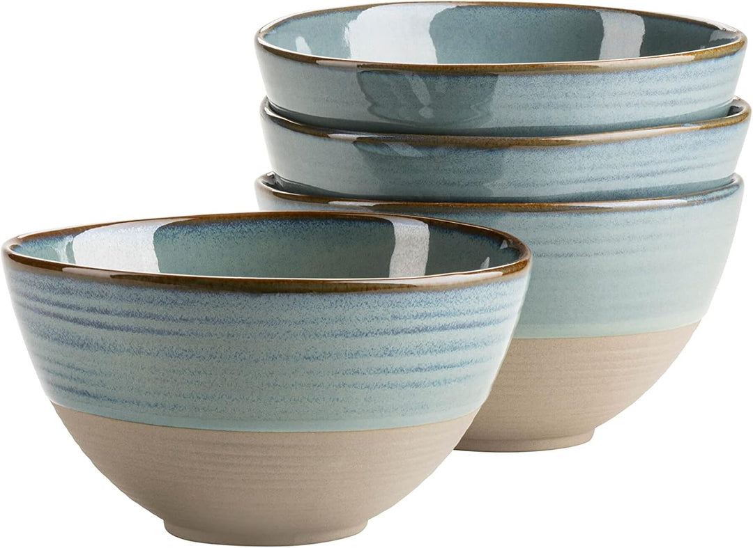 MÄSER Serie Nottingham, 4er Müslischalen Set mit filigranem Linienspiel und edler Glasur, 4 Schalen