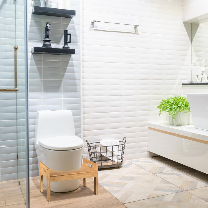 Relaxdays Toilettenhocker, Stuhlgang Unterstützung, WC Hocker für Erwachsene, Bambus, HxBxT 28,5 x 4