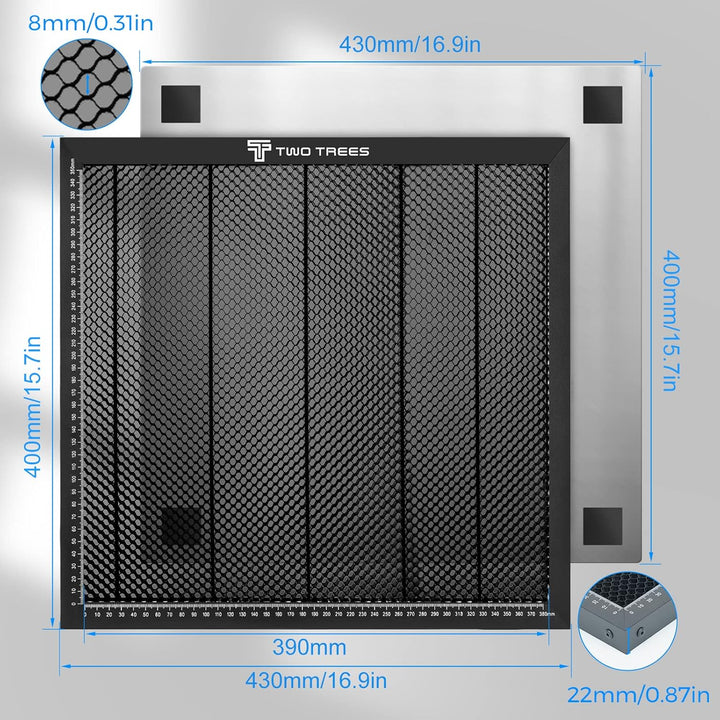 Twotrees Wabentisch 430x400mm Wabenlaserbett Waben Arbeitstisch für LaserLasergravierer Honeycomb La
