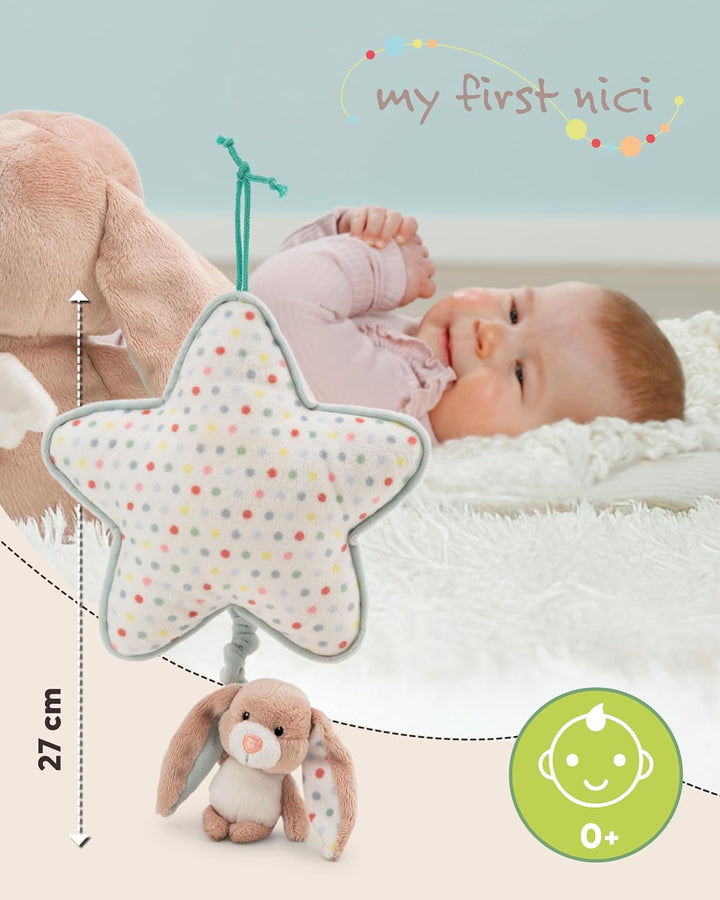 NICI Spieluhr Stern 21x20cm mit Hase Fjella 9cm - rosa - Einschlafhilfe für Babys und Kleinkinder ab