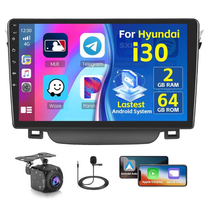 Android 15 Radio für Hyundai i30 2011-2015 2+64G mit Wireless CarPlay Android Auto, 9 Zoll Bildschir
