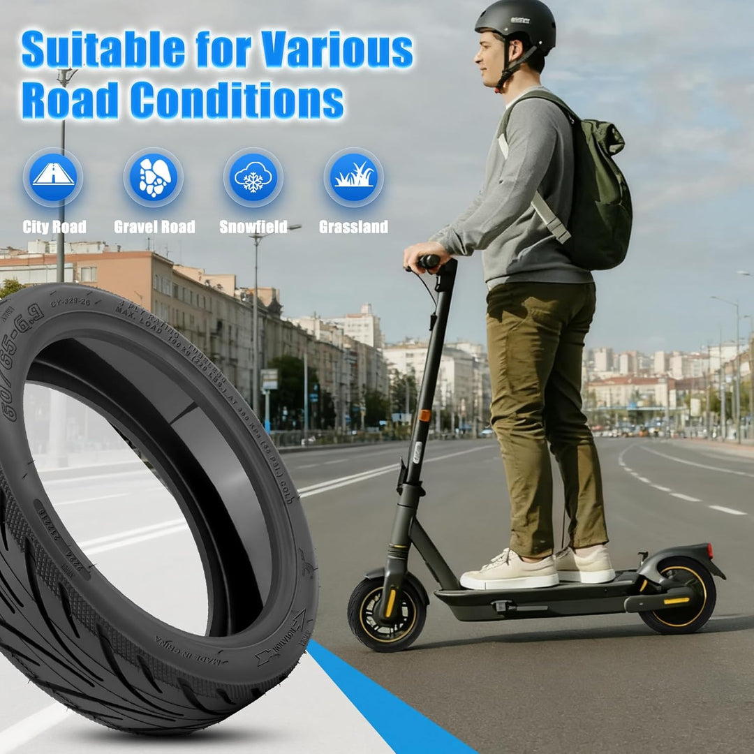 60/65-6,9 Tubeless Reifen für Ninebot Max G2, Selbstreparierende Vakuumreifen mit Ventil, E Scooter
