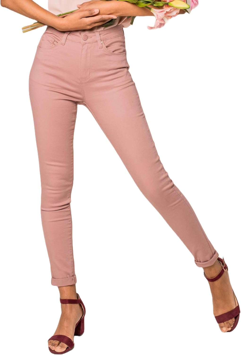 Nina Carter P056 Damen Jeanshosen Skinny Fit Jeans High Waist S Rosa (P109-16), S Rosa (P109-16)