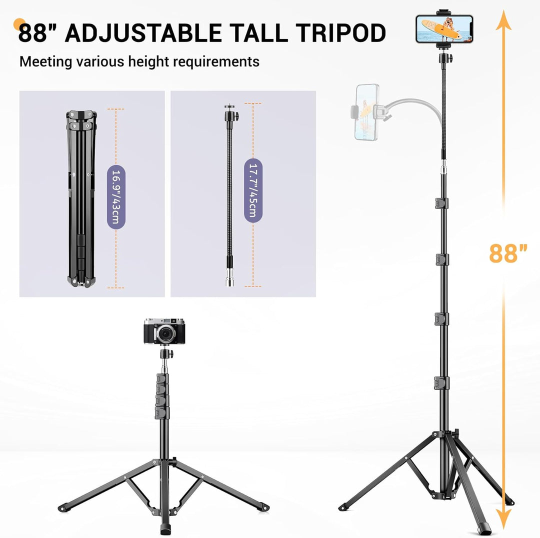 Victiv 224cm Hoch Handy Stativ, Schwerlast Flexibel Overhead Stativ für Kamera mit 35cm Verstellbare
