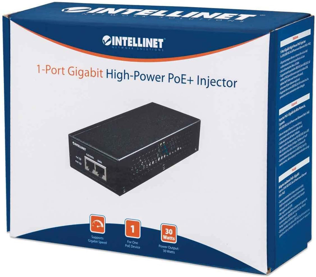 Intellinet 560566 High-Power over Ethernet - PoE+ Injektor 240V, 1 Port, 30W, Netzwerkswitch, PoE+ A