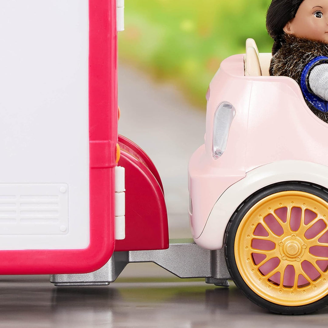 Lori - GEH überall hin! Cabrio-Auto - Hellrosa - Cabrio-Auto für Mini-Puppen - Rosa Fahrzeug für 15