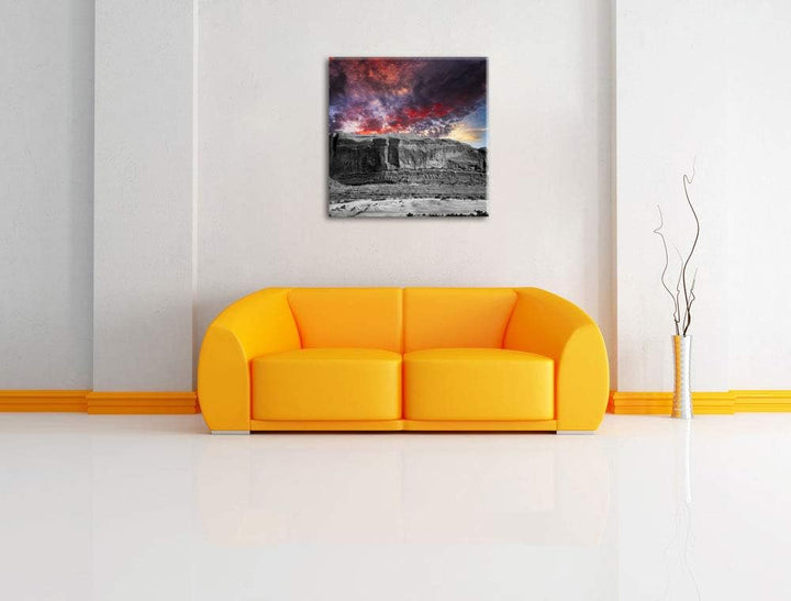 Pixxprint erschlagendes Monument Valley als Leinwandbild Quadratisch/Grösse: 70x70 / Wandbild/Kunstd