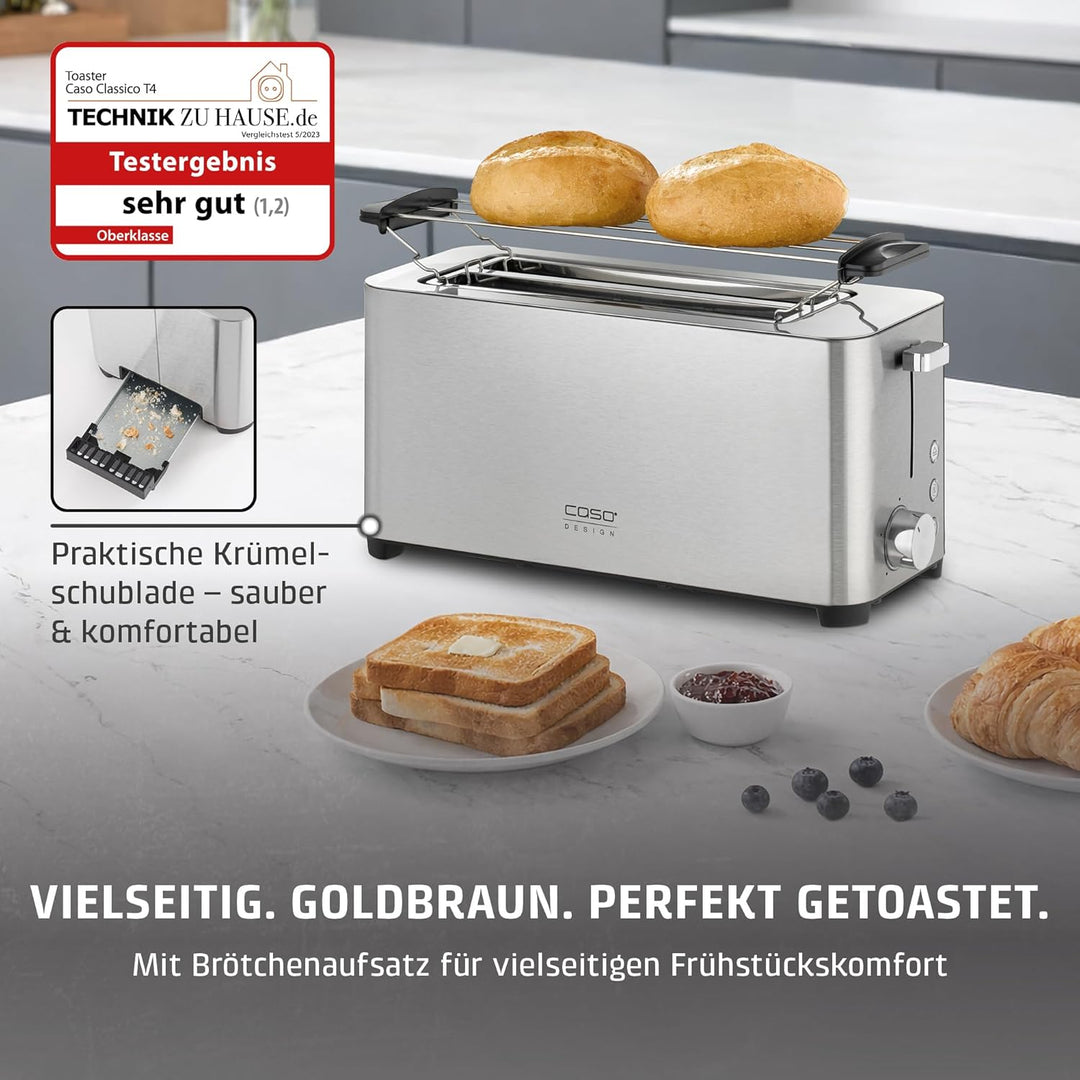 CASO Classico T 4 - Design Toaster, Testurteil: Sehr Gut, 5 Stufen, Inkl. Brötchenaufsatz, Mit zusät