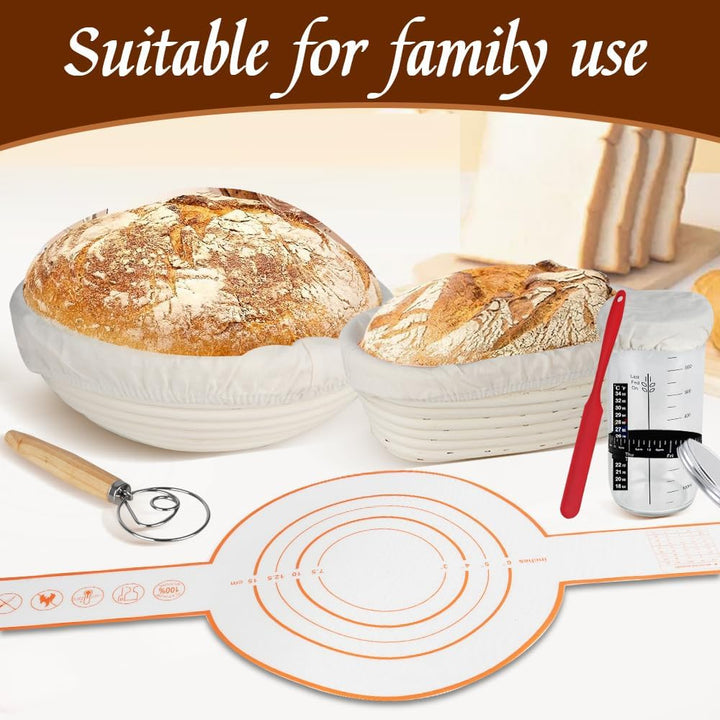 Sauerteig Starter Set, 18-teilig Rund & Oval GärkörbchenSet, Brotbacken Startver Set, Brot Backen Zu