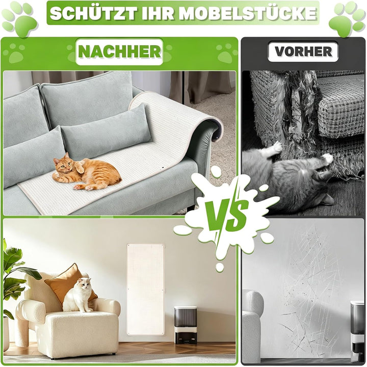 2 Stück Kratzmatte Katze 40x100CM Kratzbretter Natürliche Sisal Kratzmatte Katzenkratzmatte Kratzsch