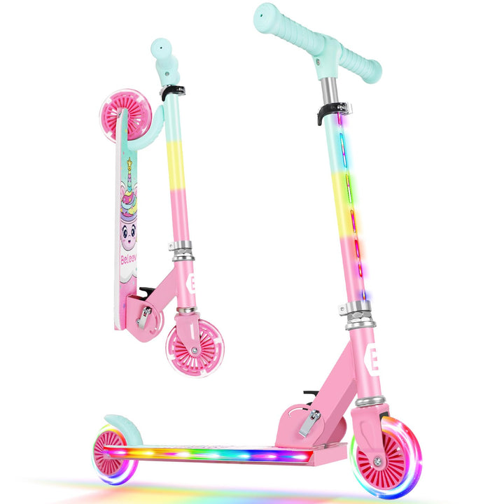 BELEEV V2 Roller Kinder Scooter 6 Jahre, Upgrade mit LED Leuchtenden Rädern, Lenksäule und Deck, Höh