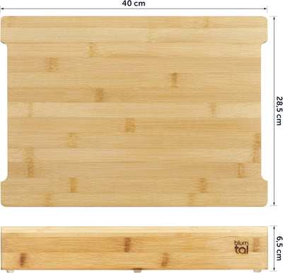 Blumtal Schneidebrett aus 100% Bambus - antibakteriell Holz-Brett mit Saftrille, Holz-Brettchen, 2 G