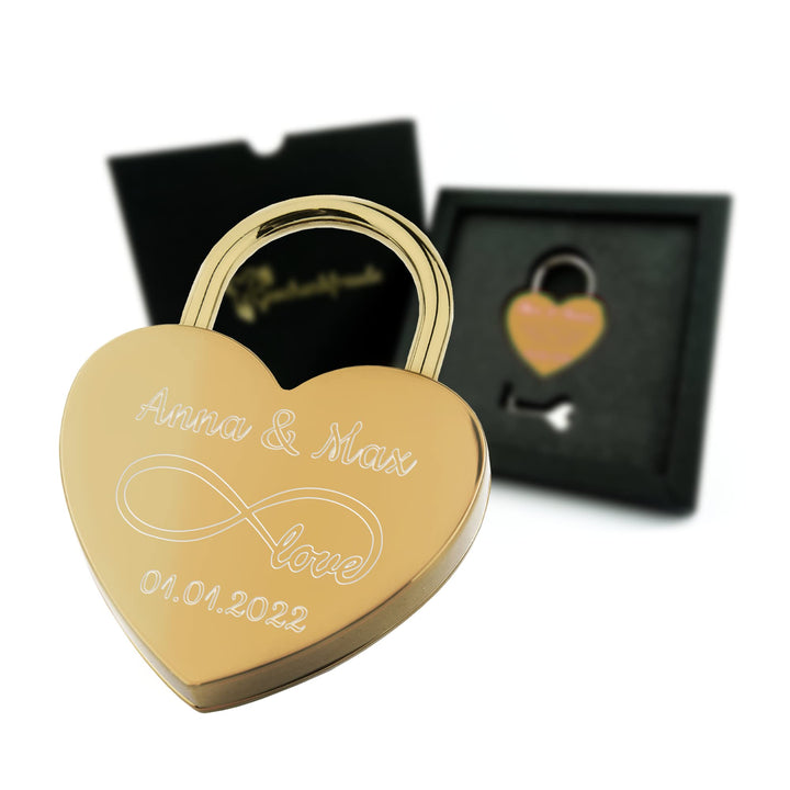 Geschenkfreude Liebesschloss mit Gravur witterungsbeständig - personalisierte Geschenke Valentinstag