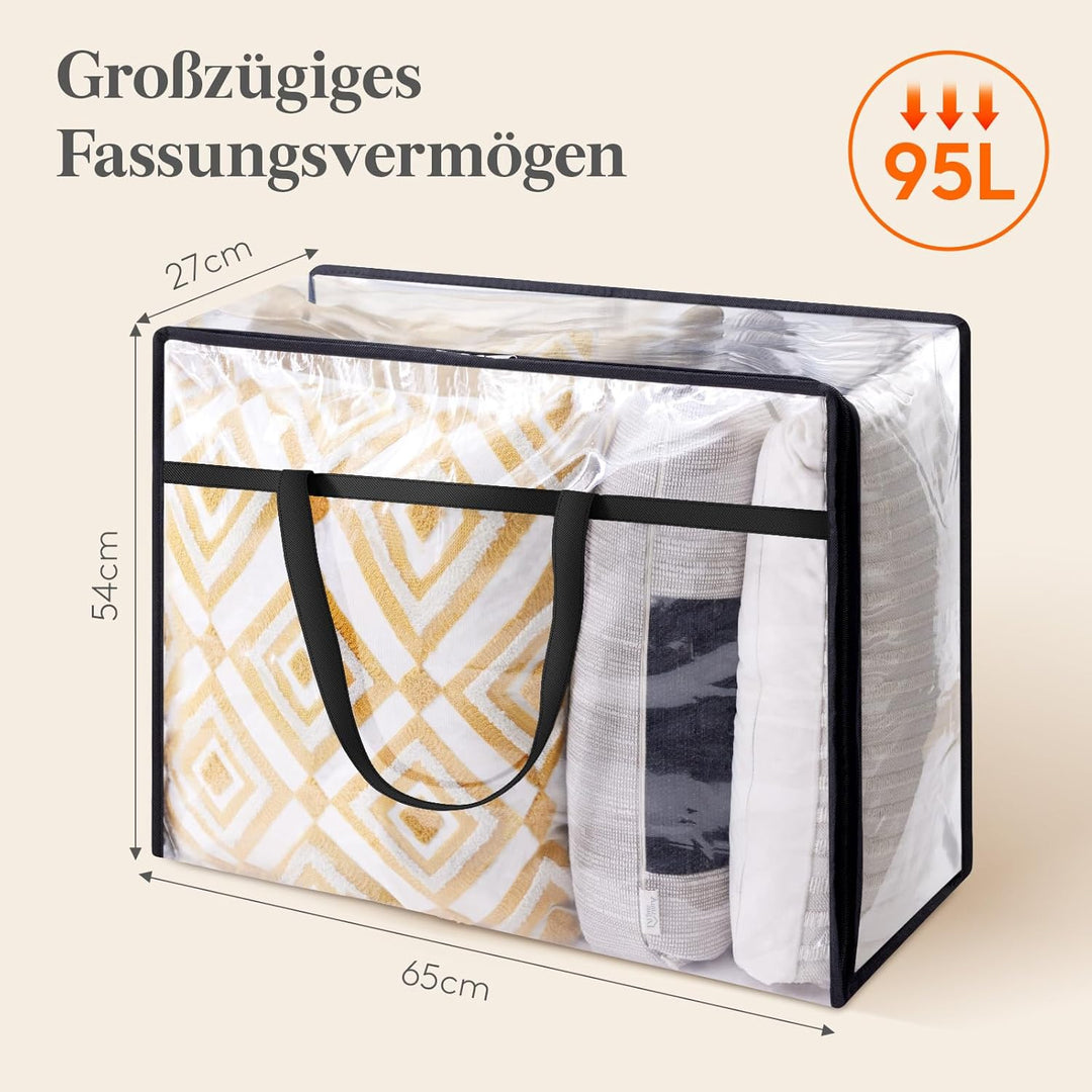 Lifewit Storage 4 Stück Transparente Plastik Aufbewahrungstasche, 95L Kleiderschrank Organizer Aufbe