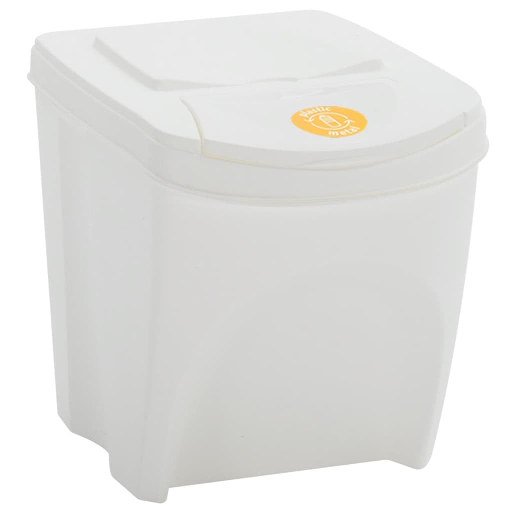 vidaXL Stapelbare Mülleimer 4 Stk. Weiss 100 L Polypropylen, Abfalleimer, Abfallbehälter, Abfalleime