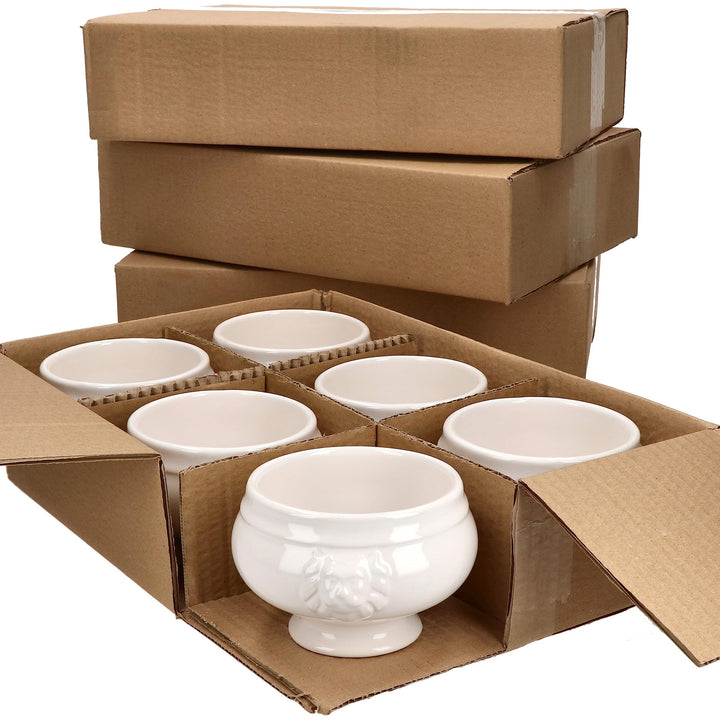 MamboCat 24er Set LEO Löwenkopf-Terrinen I klein - 450ml I Für 24 Personen I Weisse Suppentassen 0,4
