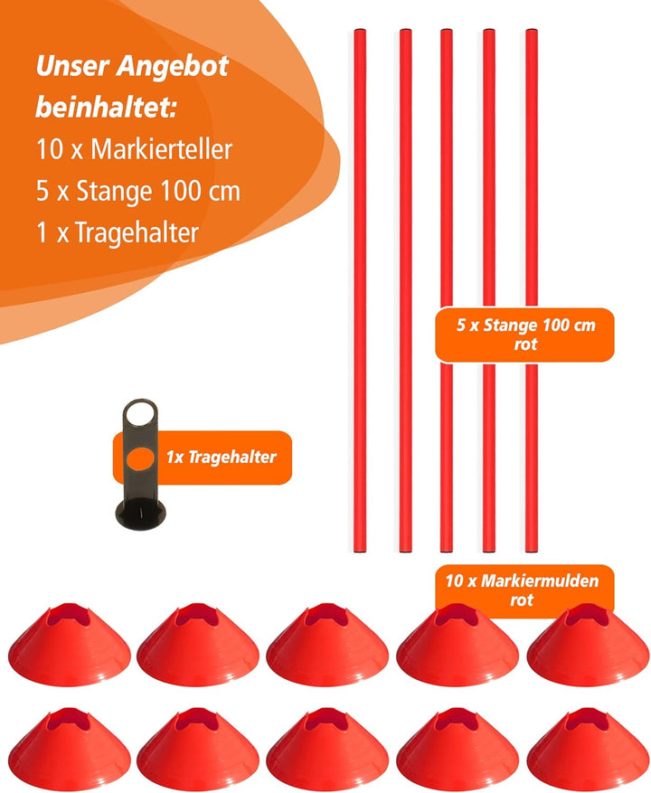 Mini-Hürden 5er Set mit Stangen 100 cm – für Agility- & Koordinationstraining – Cavaletti – Hürden &