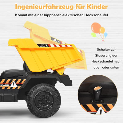 GOPLUS Kinderauto Kinderkipper, Drehbare Heckschaufel, Muldenkipper mit 2,4G Fernbedienung, Bluetoot