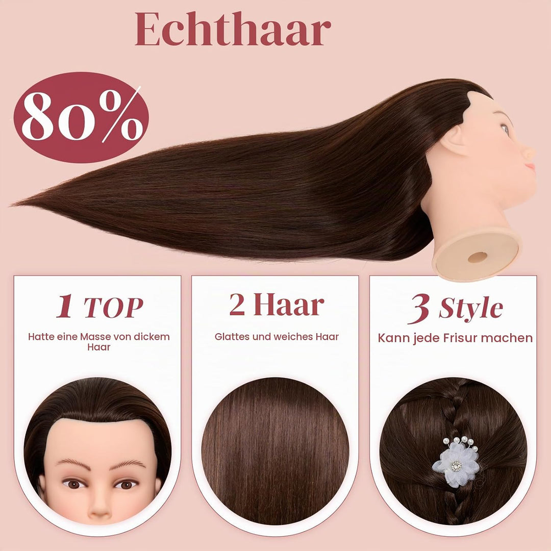 Neverland Beauty Frisierkopf 60% Echthaar 71cm Übungskopf Puppenkopf zum Frisieren Trainingsköpfe fü