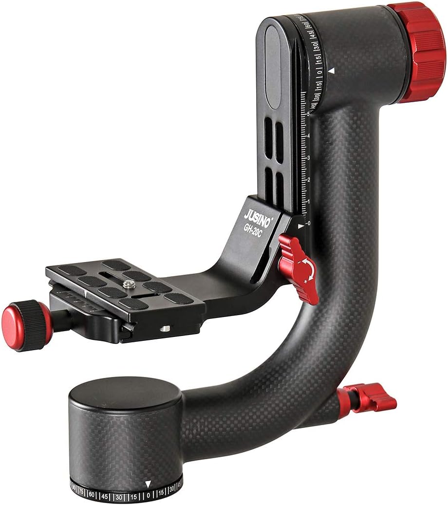 JUSINO Karbon Gimbal Head GH-20C, grosser Kardankopf für Kameras mit Teleobjektiv, 15kg Tragfähigkei