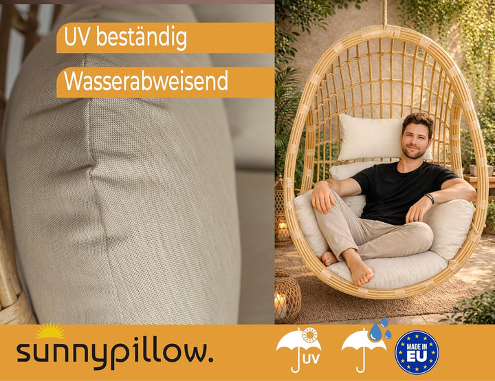 sunnypillow Hängesessel Kissen - Outdoor, Indoor - Auflage für Rattan & Polyrattan Hängeschaukel - P