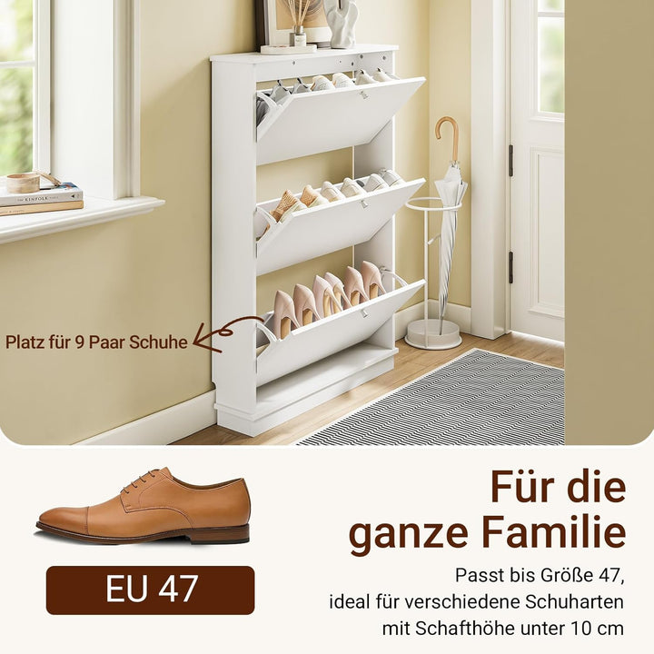 SoBuy Schuhschrank Schmal - Extrem Schmal 18Cm, Passt Grosse Schuhe Bis EU 47, Schmaler Schuhschrank
