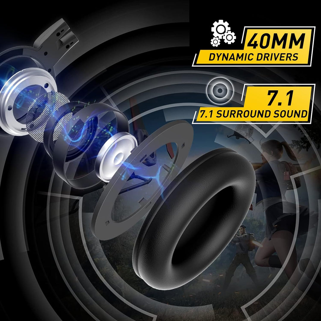 Somic Cat Gaming-Headset mit Virtual 7.1 und LED-Licht, Surround Sound, Headset mit Noise Cancelling