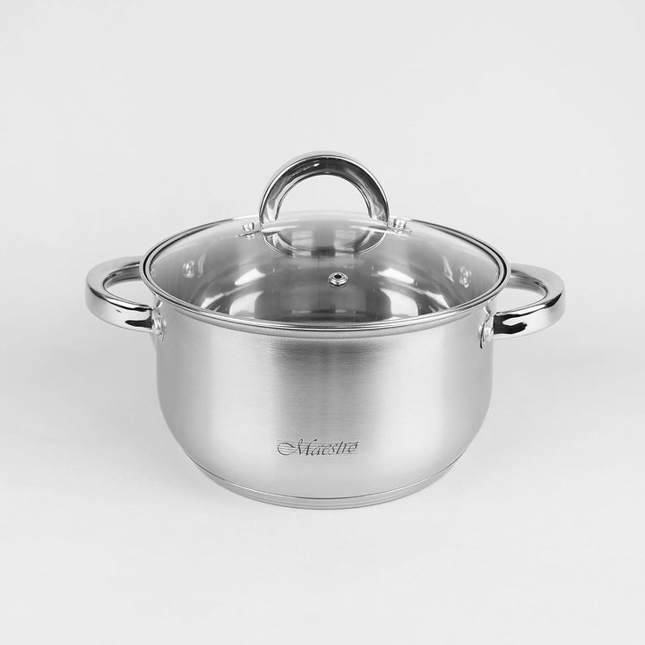Maestro MR-2120-6L Kochtopf Set Edelstahl, 6-Teilig, Induktion, 3 Topfe, 3 Glasdeckel, Geeignet für