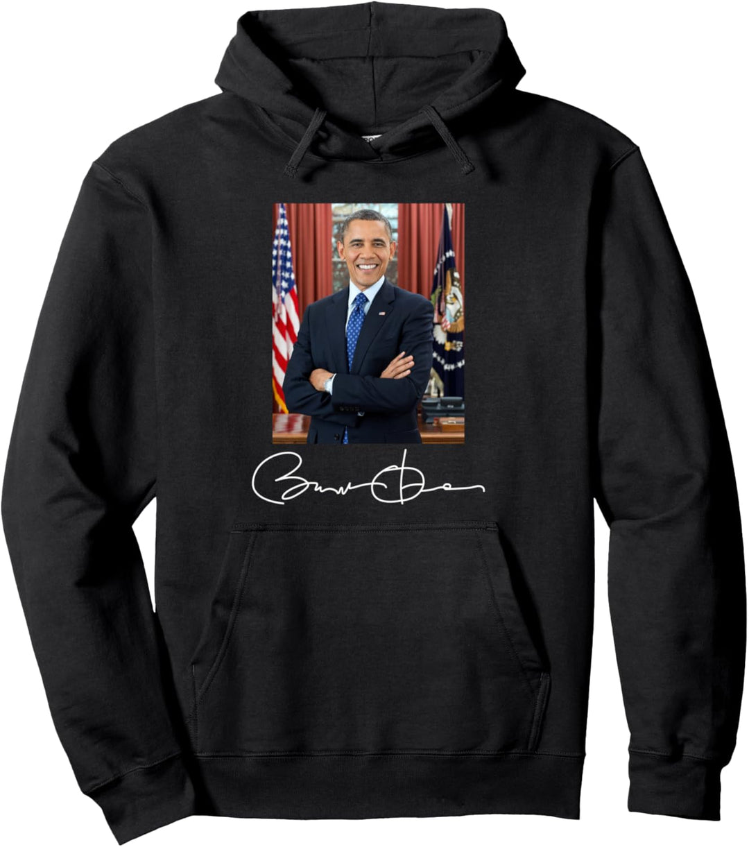 Barack Obama Signature and Portrait Pullover Hoodie