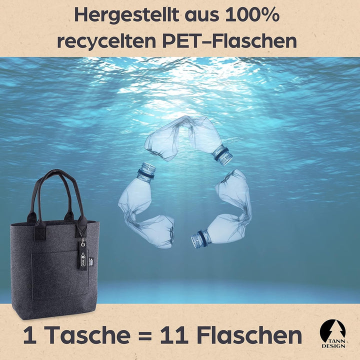 Damen Shopper hergestellt aus recycelten PET-Flaschen - nachhaltige Schulter- & Umhängetasche für Ei