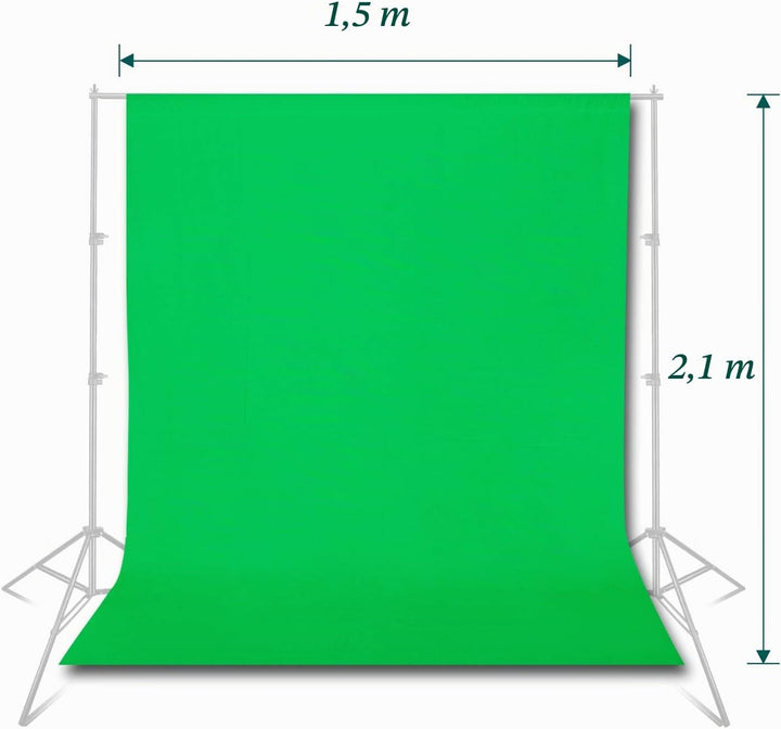 EMART 1,5x2m Greenscreen Grüner Hintergrund Polyester Grüne Chromakey Green Screen Faltbar mit 2 Fed